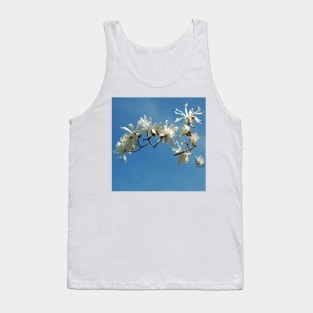 Be Free - White Blossoms Floral Array - White Botanicals against a Blue Sky Tank Top